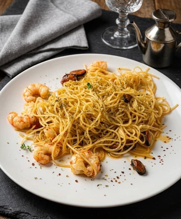 Espaguetis frutti di mare en Restaurante Valentin, Alcossebre