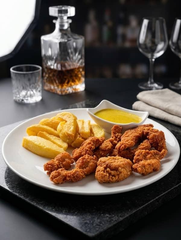 Tiras de pollo crujiente en Restaurante Valentin, Alcossebre