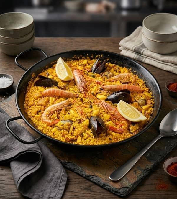 Paella de marisco en Restaurante Valentin, Alcossebre