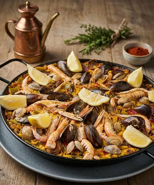 Paella mixta de carne y marisco en Restaurante Valentin, Alcossebre